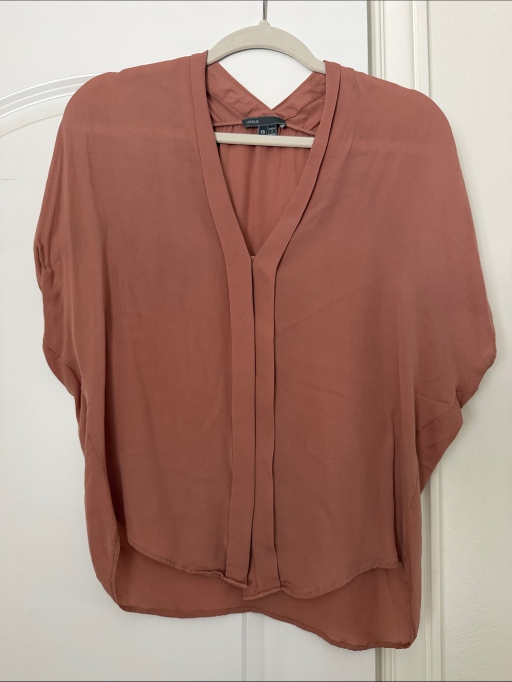 Vince Rosewood V-Neck Pleated Front Blouse